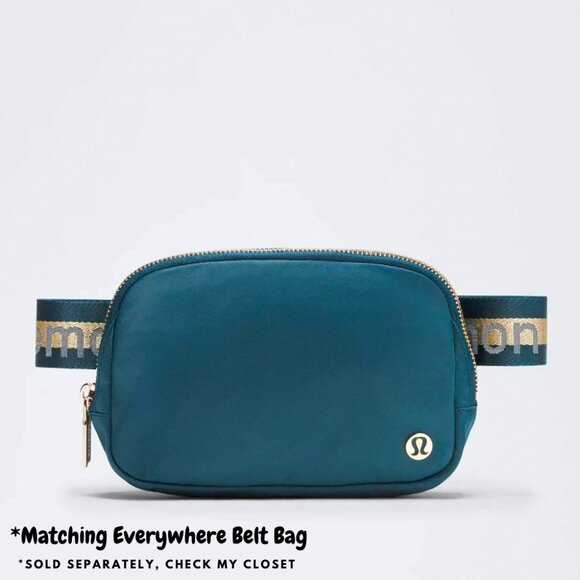 NEW Lululemon Never lost Keychain Wordmark Warp Teal Gold Blue - Picture 9 of 9